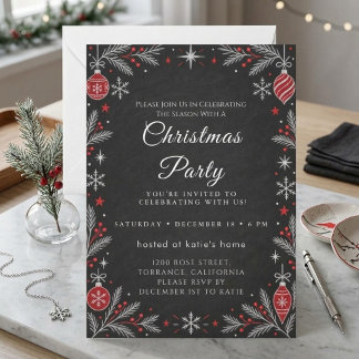 Klassieke Schotse Kerstparty Uitnodiging in Script