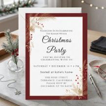 Klassieke Schotse Kerstparty Uitnodiging in Script