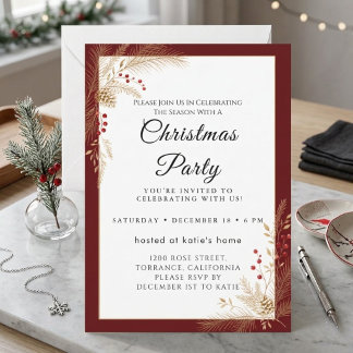 Klassieke Schotse Kerstparty Uitnodiging in Script