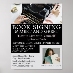 Klassieke schrijfmachine, schrijvers boeken signer poster