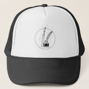 Klassieke Schrijver Inkt & Veer Minimalistische Do Trucker Pet
