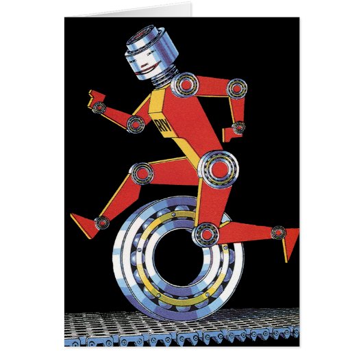 Klassieke Science-Fiction-Robot Lopend met Wiel (Voorkant)