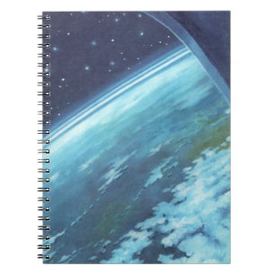 Klassieke sciencefiction, aarde 's nachts met ster notitieboek