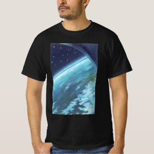 Klassieke sciencefiction, aarde 's nachts met ster t-shirt