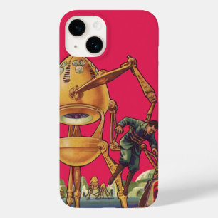 Klassieke Sciencefiction Alien Robot Pakt Man Case-Mate iPhone 14 Hoesje