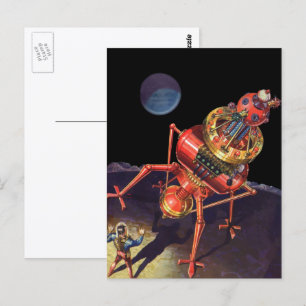 Klassieke Sciencefiction-astronaut met buitenaards Briefkaart