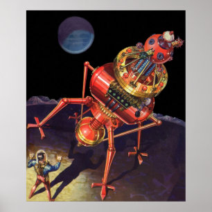 Klassieke Sciencefiction Astronaut met Buitenlands Poster
