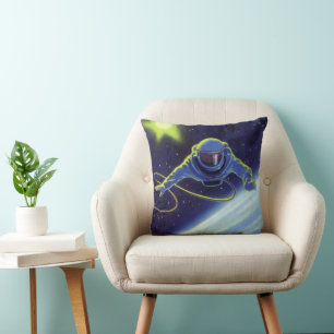 Klassieke Sciencefiction Astronaut op een Ruimtewa Kussen