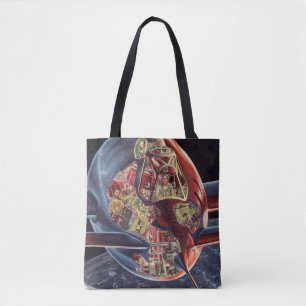 Klassieke Sciencefiction Astronaut Raket Ruimtesch Draagtas