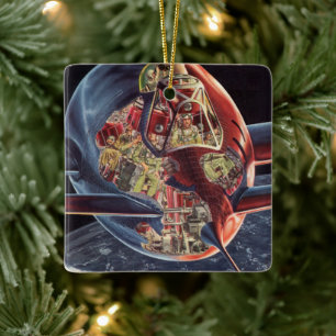 Klassieke Sciencefiction Astronaut Raket Ruimtesch Keramisch Ornament