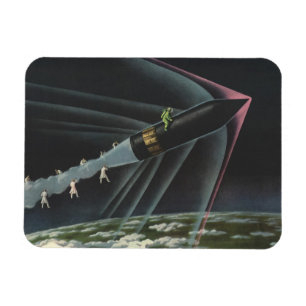 Klassieke Sciencefiction-astronaut rijdt op een ra Magneet