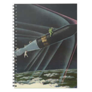 Klassieke Sciencefiction-astronaut rijdt op een ra Notitieboek