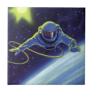 Klassieke Sciencefiction-astronaut tijdens een rui Tegeltje