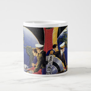 Klassieke Sciencefiction-astronauten in een baan o Grote Koffiekop