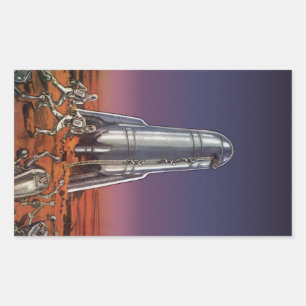 Klassieke sciencefiction, astronauten, kever, buit rechthoekige sticker