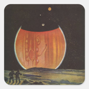 Klassieke sciencefiction, astronauten op Ganymede Vierkante Sticker