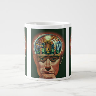 Klassieke sciencefiction, buitenaards brein in lab grote koffiekop