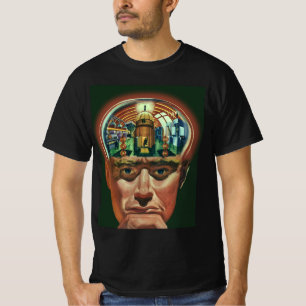 Klassieke sciencefiction, buitenaards brein in lab t-shirt