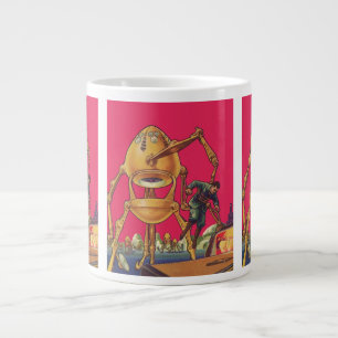 Klassieke Sciencefiction Buitenaardse Robot Ontvoe Extra Grote Mok