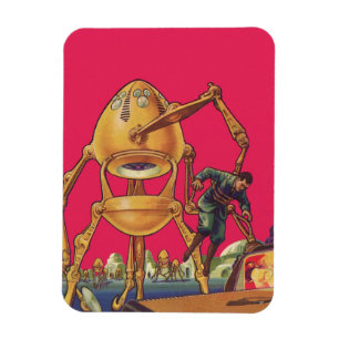 Klassieke Sciencefiction Buitenaardse Robot Ontvoe Magneet