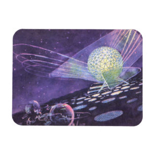 Klassieke sciencefiction, een gloeiende bol met bu magneet