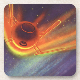 Klassieke sciencefiction, gloeiende raket in de ru bier onderzetter