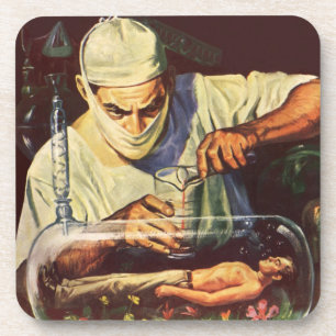 Klassieke sciencefiction, laboratorium gestoorde w bier onderzetter