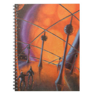 Klassieke sciencefiction, oranje zon en buitenaard notitieboek