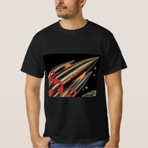 Klassieke Sciencefiction Raket door Ruimte Sterren T-shirt