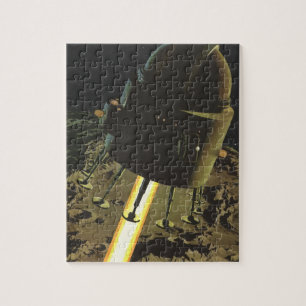 Klassieke sciencefiction, raketlanding op de maan legpuzzel