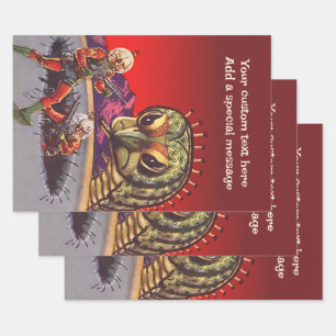 Klassieke Sciencefiction Reuzen Duizendpoot Insect Inpakpapier Vel