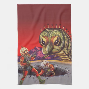 Klassieke Sciencefiction Reuzen Duizendpoot Insect Theedoek