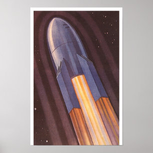 Klassieke Sciencefiction Ruimteschip Raketten Poster