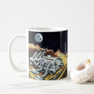 Klassieke sciencefiction, ruimtestation op de maan koffiemok
