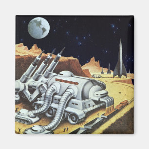Klassieke sciencefiction, ruimtestation op de maan magneet