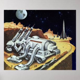 Klassieke sciencefiction, ruimtestation op de maan poster