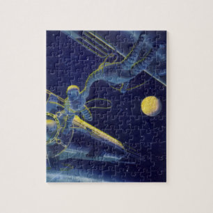 Klassieke sciencefictionastronauten in de ruimte legpuzzel