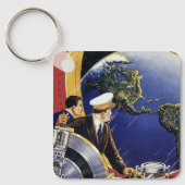 Klassieke sciencefictionastronauten in een baan om sleutelhanger (Voorkant)