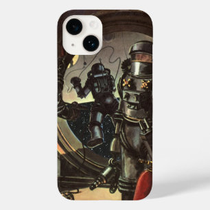 Klassieke sciencefictionastronauten op een ruimtew Case-Mate iPhone 14 hoesje