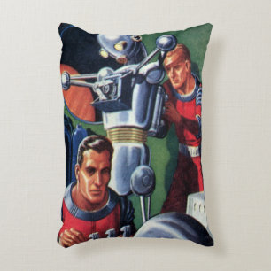 Klassieke sciencefictionastronauten repareren een accent kussen