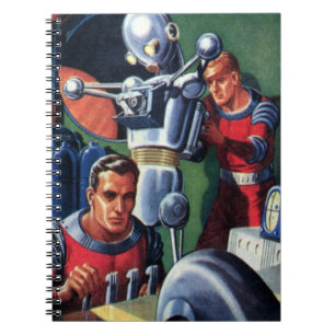 Klassieke sciencefictionastronauten repareren een notitieboek