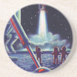 Klassieke Sciencefictionbuitenaardse Wezens Zwaaie Zandsteen Onderzetter