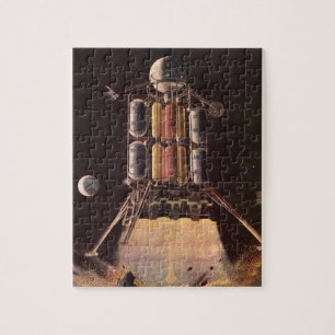 Klassieke Sciencefictionraket die Planeet Verlaat Legpuzzel