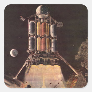 Klassieke Sciencefictionraket die van de planeet a Vierkante Sticker