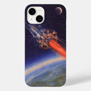 Klassieke sciencefictionraket in de ruimte boven d Case-Mate iPhone 14 hoesje