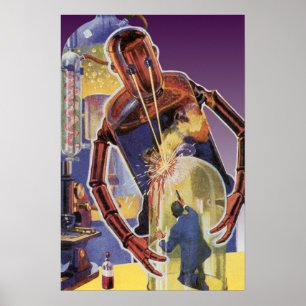Klassieke Sciencefictionrobot met laserstraalogen Poster