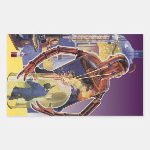 Klassieke Sciencefictionrobot met laserstraalogen Rechthoekige Sticker