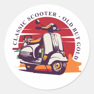 Klassieke scooter ronde sticker