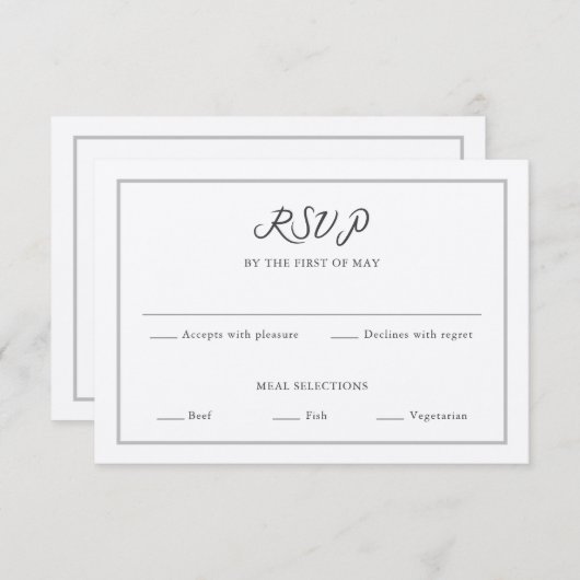 Klassieke script aangepaste offerte RSVP kaart (Voorkant / Achterkant)