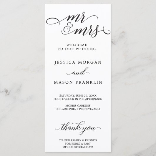 Klassieke script bruiloft programma's - Mr en Mrs (Voorkant)